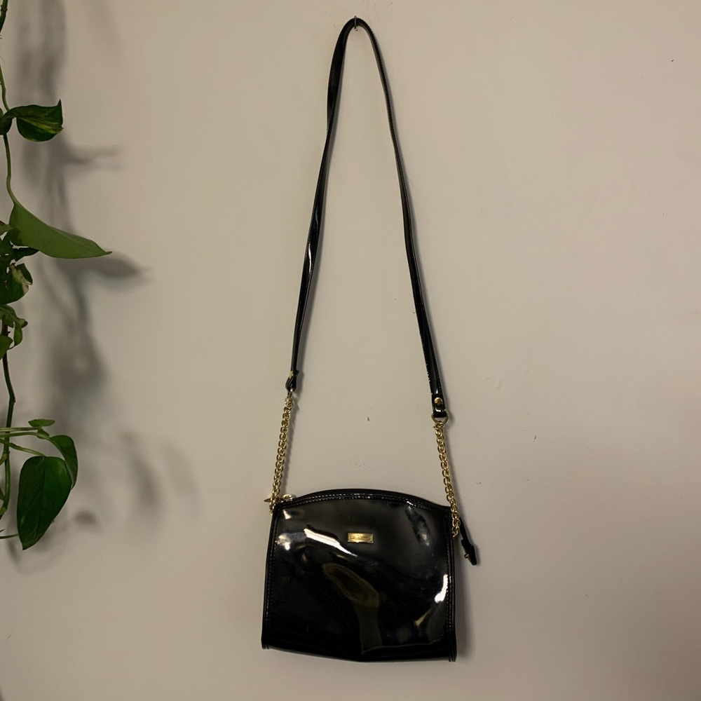 Vintage shiny Liz Claiborne crossbody purse black